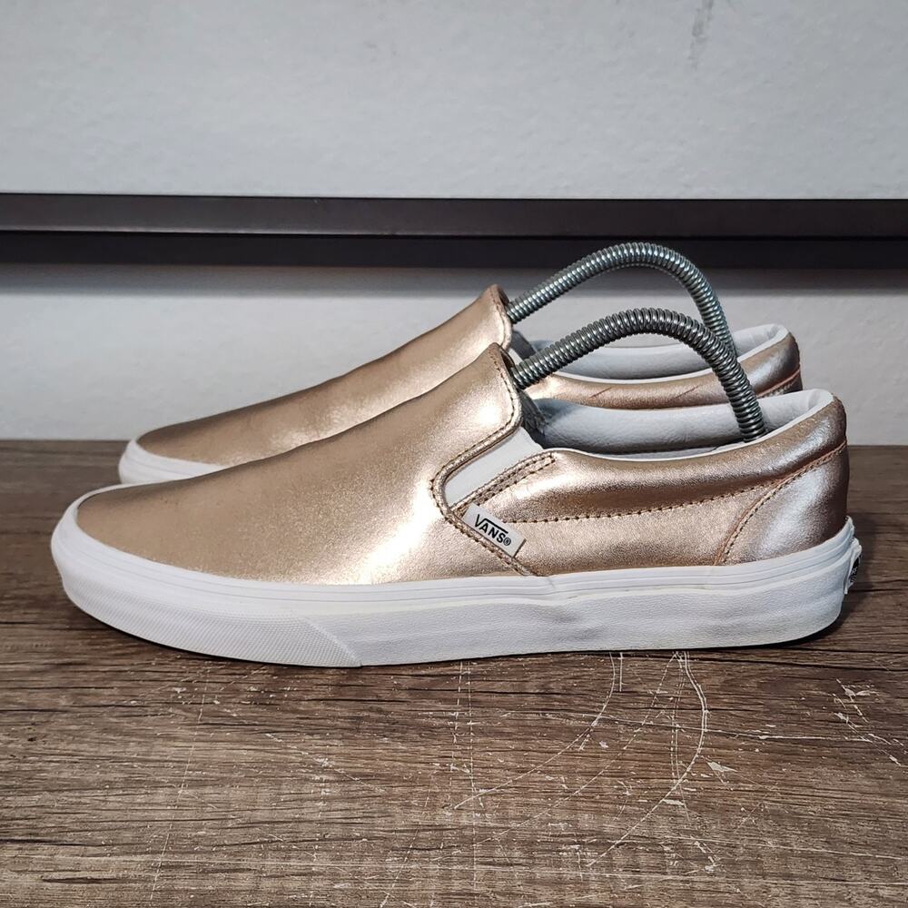 Vans Classic Slip-On Women's Athletic Skate Shoes Sneakers Size 10 Metallic Pink